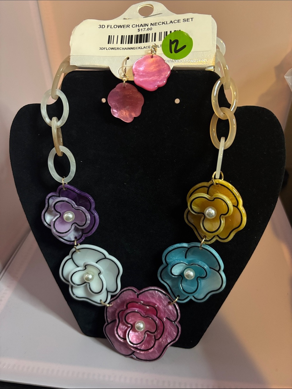 Multi Floral Acrylic Necklace
